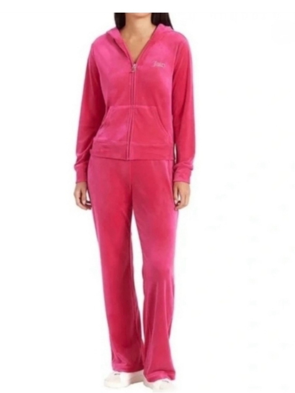 ⛱️Juicy Couture Neon Pink Velour Zip Hoodie & Pants Set